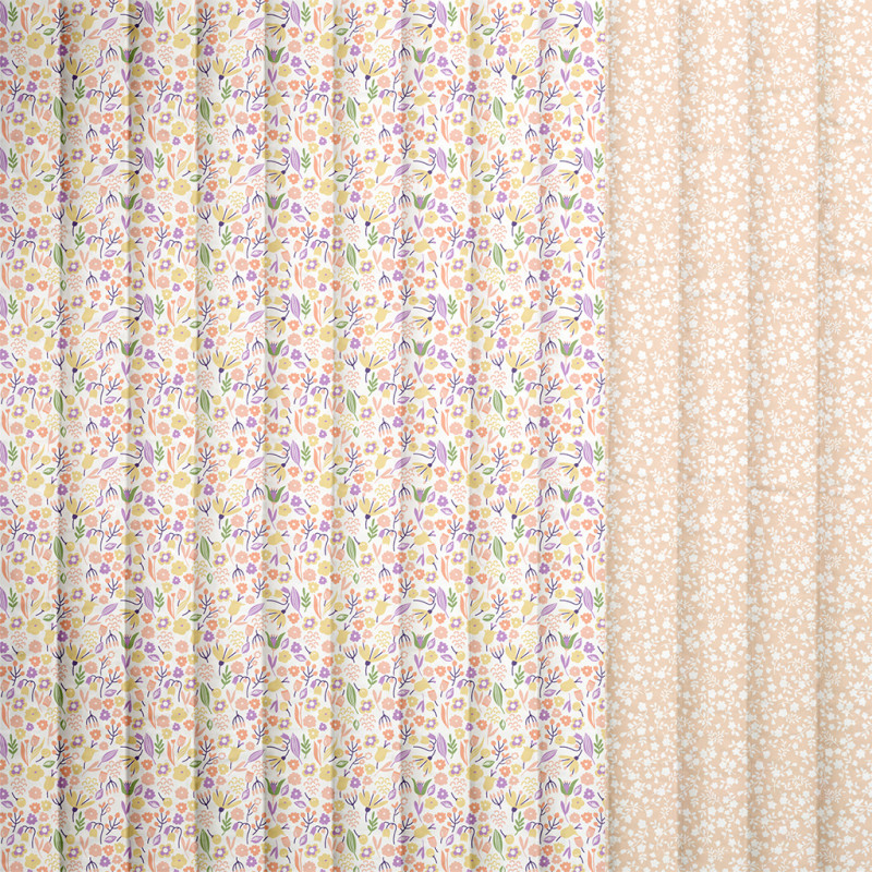 Printed Quilted Cotton ALICE White / Orange